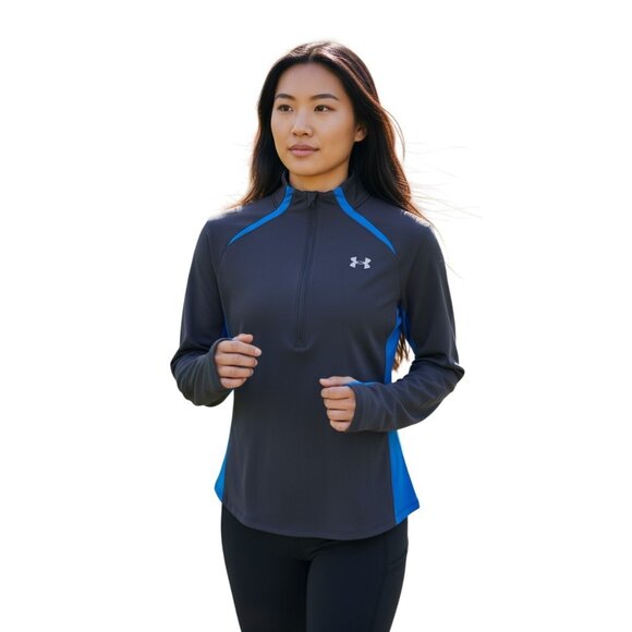 C-201)Under Armour HeatGear Fitted 1/4 Zip Pullover Shirt Womens Medium charcoal - Picture 1 of 7